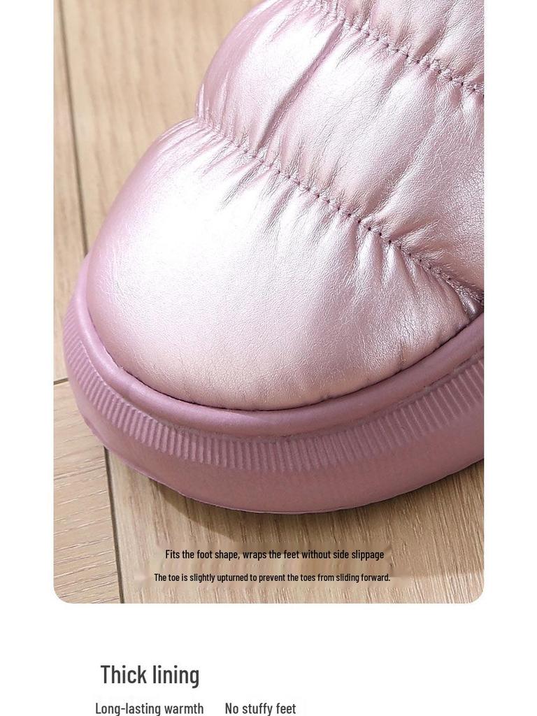 EVA Non-Slip Waterproof Plush High-Top Cotton Slippers for Men & Women - Thick Sole, Heel-Covered Design for Winter, Indoor/Outdoor Use