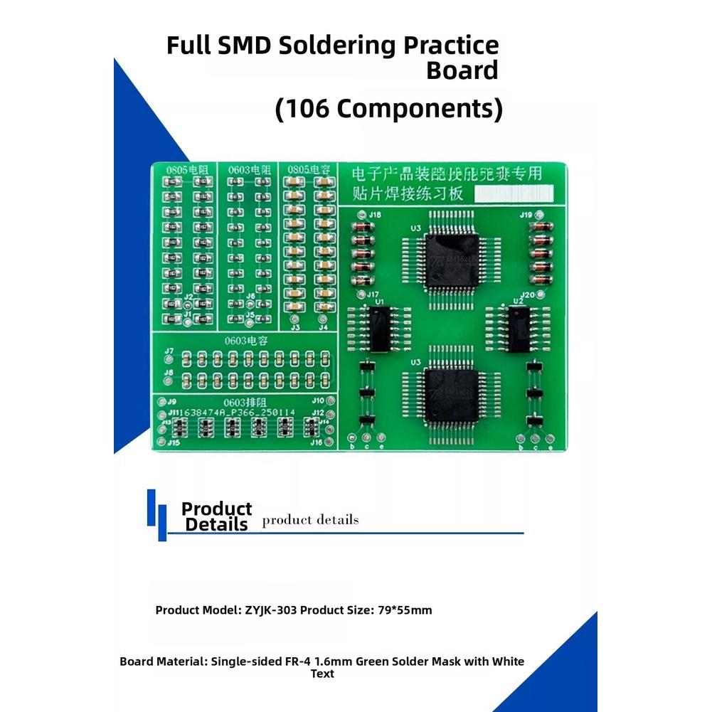 FOR SMD Soldering Practice Kit with 106 Components Including LQFP 44 and 14 Chips for Electronics Hands On Skill Improvement
