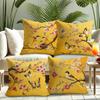 Exquisite Bestickte Bedruckte Kissenhülle, Gelbe Blume, Vogel Und Schmetterling Bedruckte Sofa Stuhl Kissenbezug