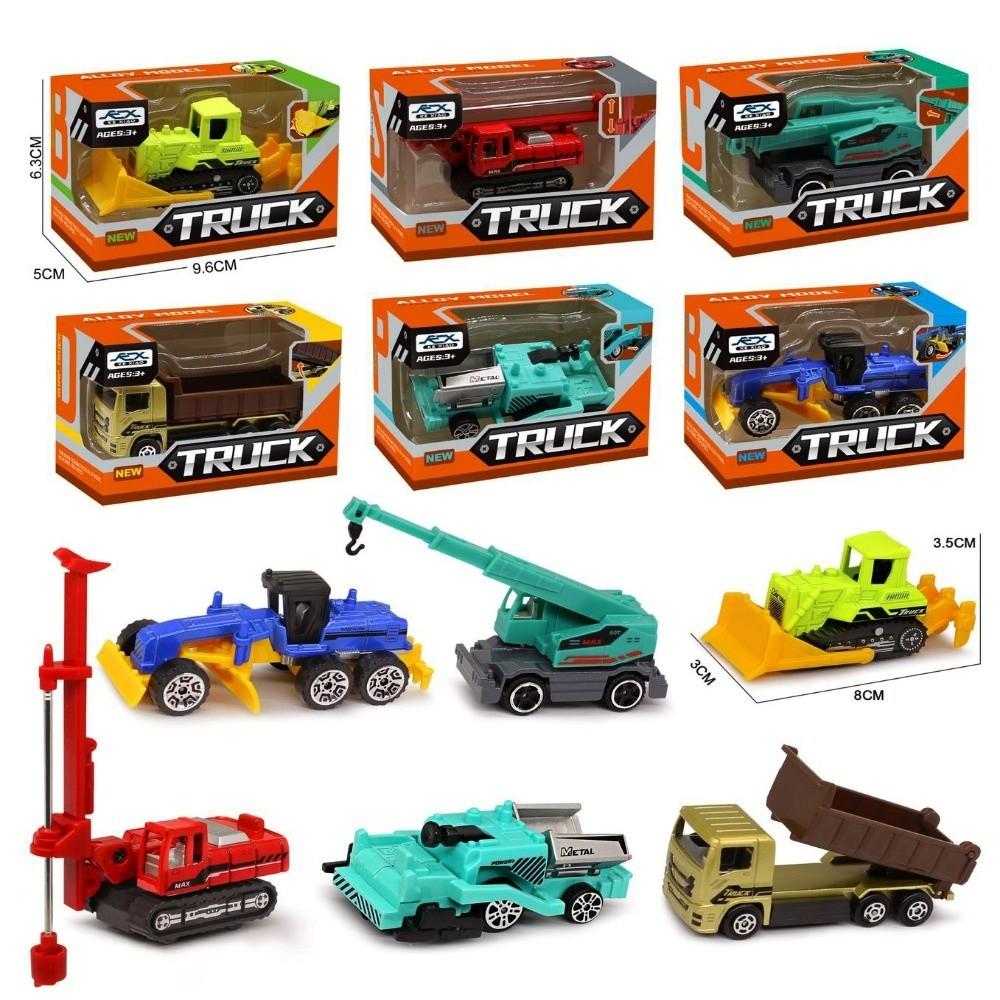 4/6pcs 1:64 Vehicle Excavator Tractor Toy 2 Styles Simulation Metal Car Model Toy  Sliding Boy Gift