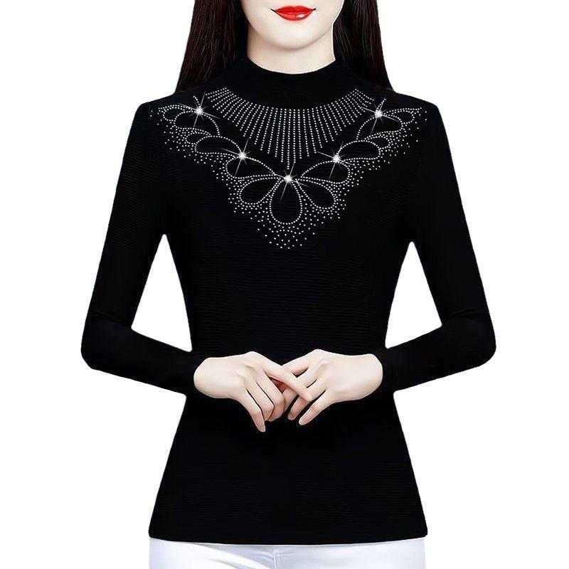 Fleece thickened warm bottoming shirt women's new autumn and winter high-end fashion thin slim top shirt