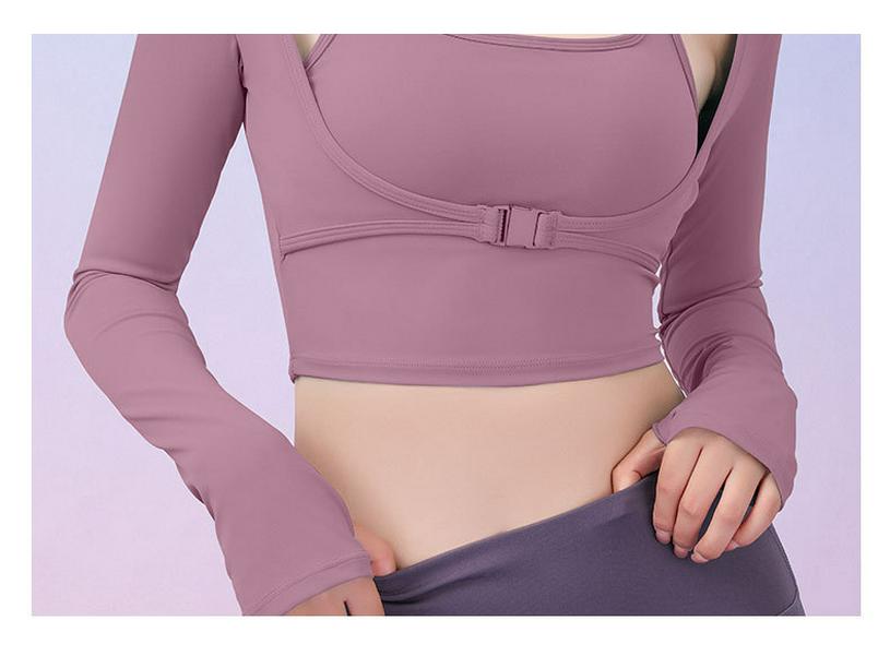 Women's Two-Piece Fitness Yoga Top with Removable Chest Pad and Buckle