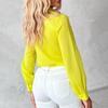 Women Shirt Lapel Long Sleeve Single Breasted Shirt Three-Dimensional Tops Solid Color Rhinestones Flowers Decor Shirt