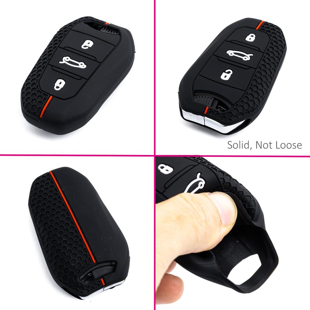 2X Silicone Car Key Fob Cover Case Holder Keychain For Peugeot 208 308 508 2008 3008 5008 Citroen C3 C5 Aircross C4 Picasso Ds 3