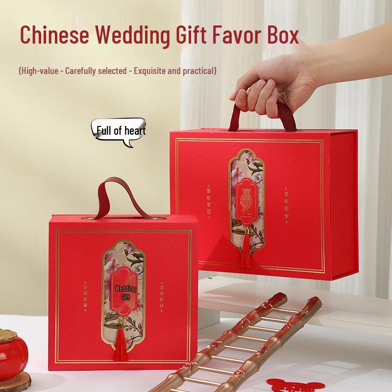 Chinese Wedding Souvenir: Towel & Candy Flip-Top Gift Box
