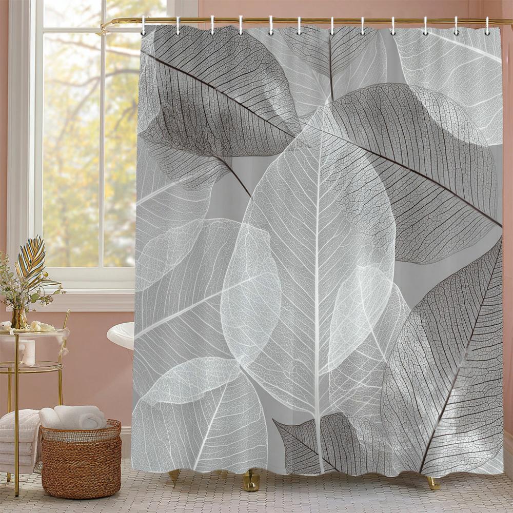 

Golden Leaf Shower Curtain, Bathroom Decorative Shower Curtain, Waterproof Shower Curtain With Hooks W60H190(CM)-1 Pcs