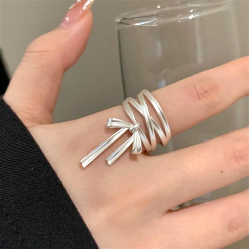 925 Sterling Silver Retro Plain Silver Ring for Women Does Not Fade, Light Luxury, High-end Sense, Versatile Opening Fashion Personality Ring