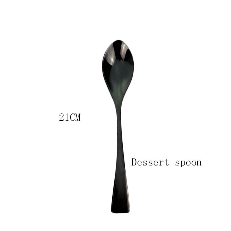 Sada nádobí Nerezová ocel Kuchyňská sada příborů Černý steakový nůž Dezertní lžíce Příbory Vidlička Stolní doplňky