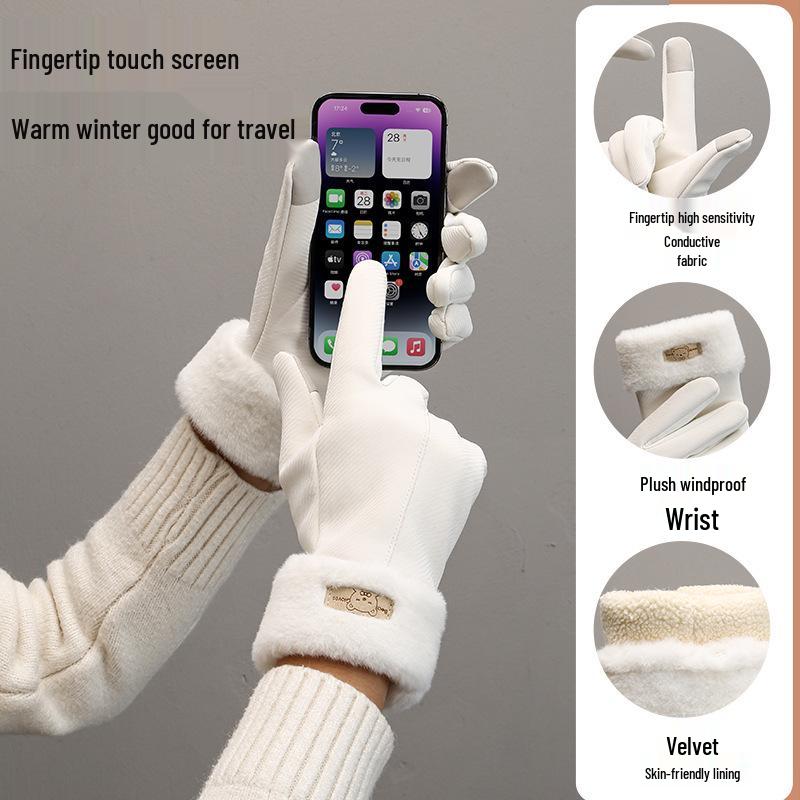 Women's Winter Touchscreen Fleece-Lined Water-Repellent Cycling Gloves