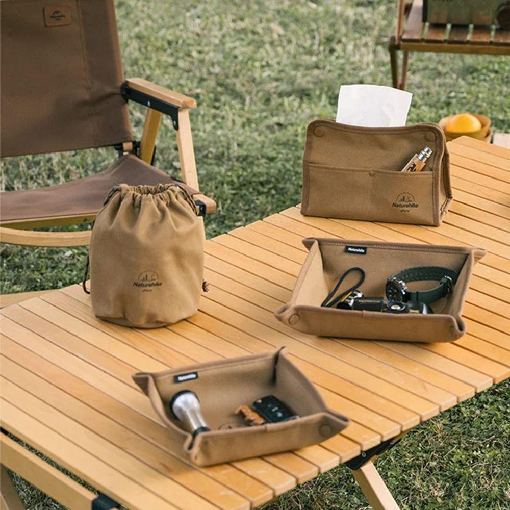 Canvas Outdoor Taschentuchbox Langlebig Leicht Zugbeutel Reißverschluss Große Kapazität Taschentuch Aufbewahrungsbox Campingzubehör