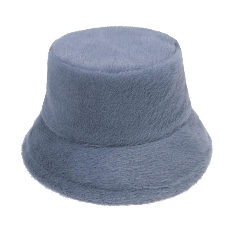 Winter thickened mink solid color versatile face covering plush bucket hat Japanese ins warm ear protection windproof basin hat
