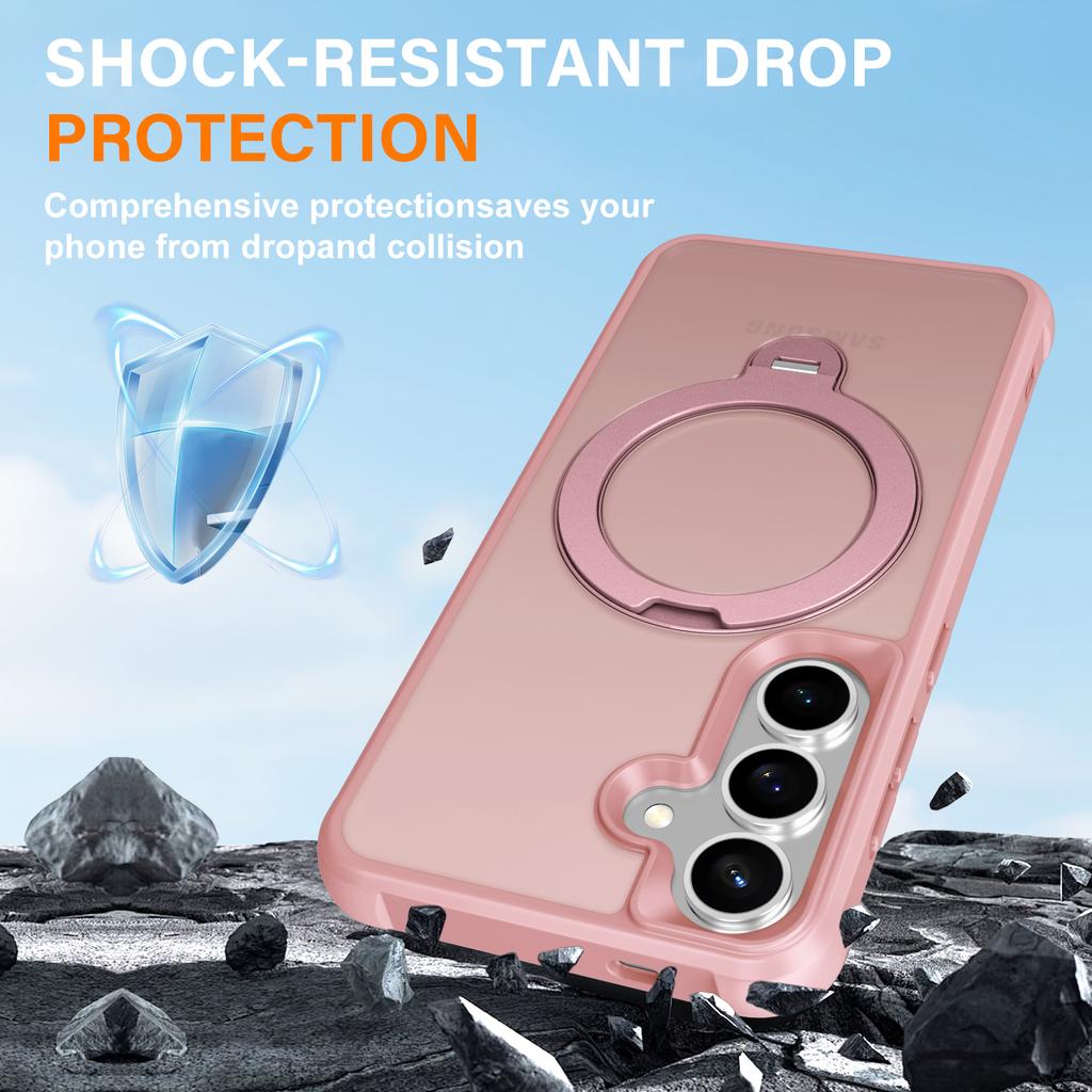 For Samsung Galaxy S24+ Magnetic Case Kickstand TPU PC Shockproof Phone Back Cover