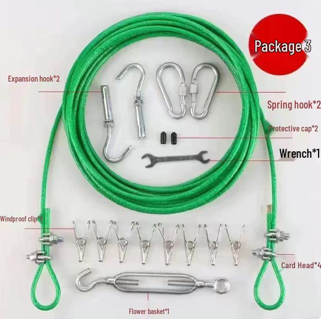 Outdoor Thickened Steel Wire Clothesline - Plastic-Coated for Balcony Quilts and Clothing