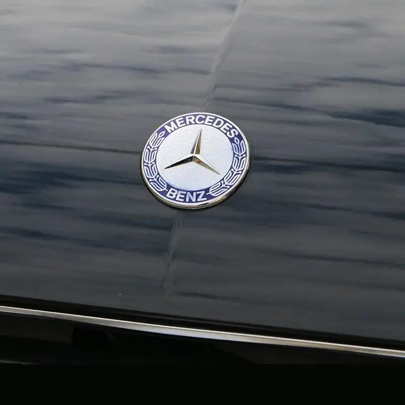 EZB2 Hot 2025 Car Engine Logo Metal Flat Hood Emblem Front Badge Accessories For Mercedes Benz AMG W204 W205 W203 W211 W212 W213 W201