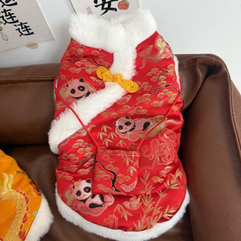 

New Year Dog Clothes Tang Suit Chinese Spring Festival Pet Apparel Coat Pomeranian Poodle Bichon Schnauzer Clothing Dog Costume S красный