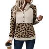 Women's Autumn Winter Outdoors Casual Long Sleeve Leopard Print Sweatshirt Hoodie Patchwork Tops