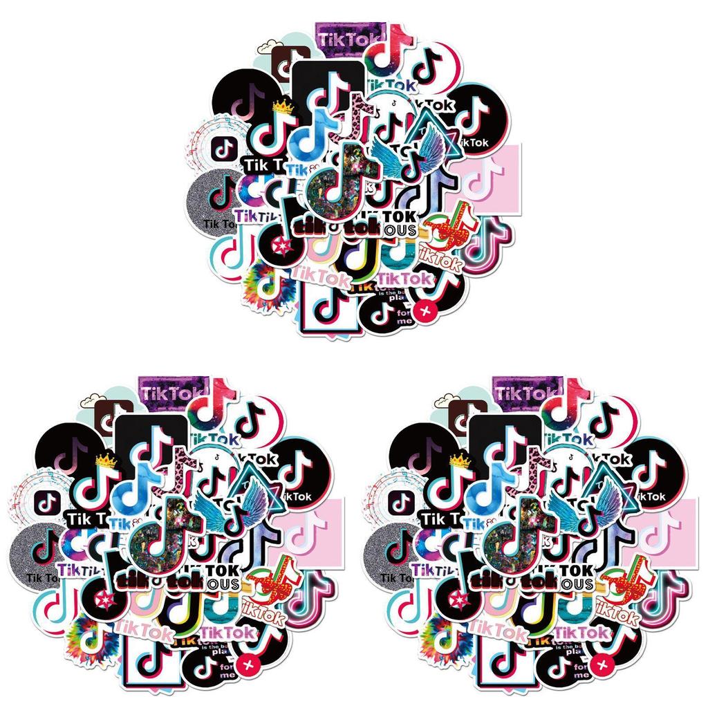 50pcs Waterproof Multi-color Tiktok Short Video App Logo Stickers For Creative Decor