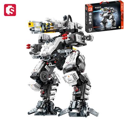 SEMBO BLOCK Transforming Robot Building Blocks The Wandering Earth Series Attack Mech Model Bricks Ornaments Halloween Gifts