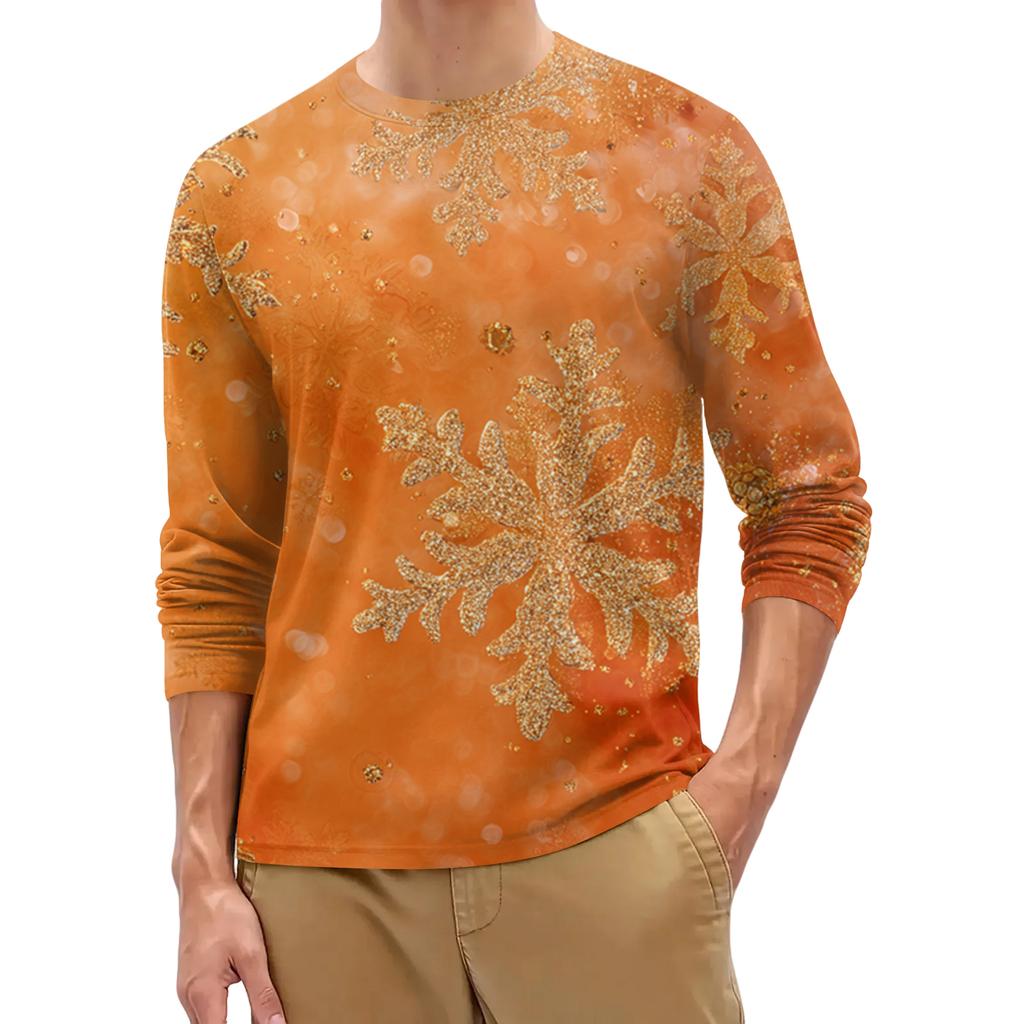 Herrenmode Bedrucktes Rundhals Langarm Unterhemd Top