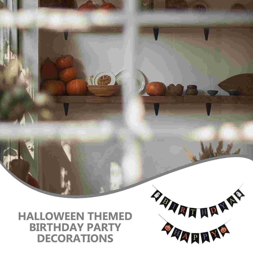 Halloween Pull Flag Happy Birthday Banners Hanging Party Supplies Bunting Plastic Theme