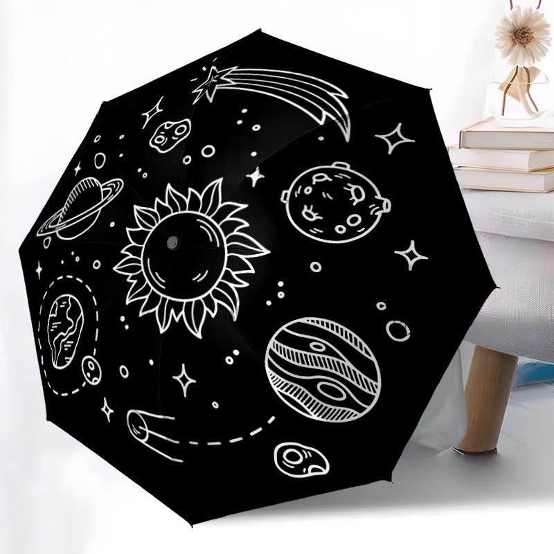 

1pc Cosmic Illustration Automatic Umbrella - Automatic Opening And Closing, Sturdy Iron Frame, Formal Occasions yy251018115