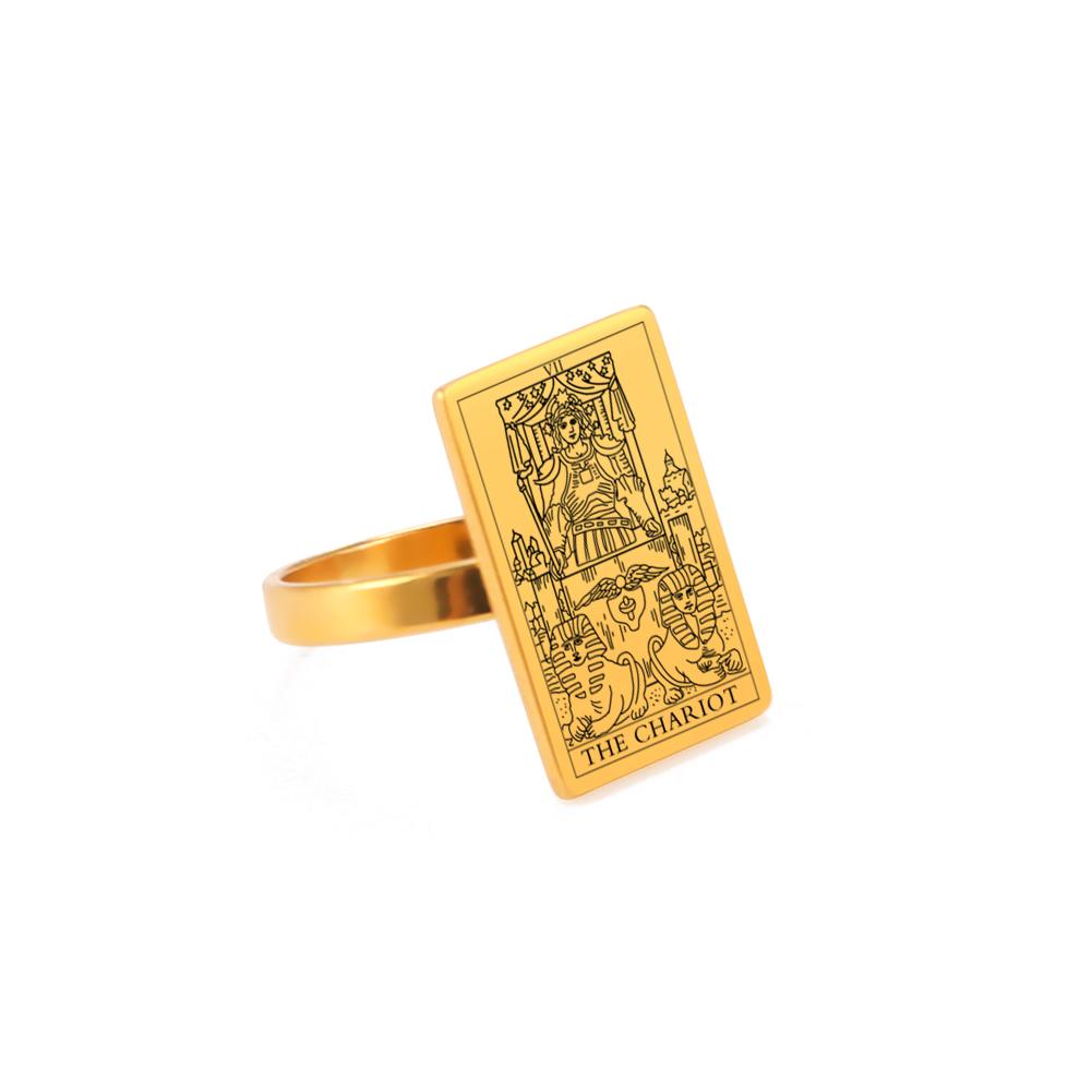 Dreamtimes Tarot Cards Rings for Women Men Stainless Steel Esotericism Divination Magic Ring Band Major Arcana Amulet Jewelry
