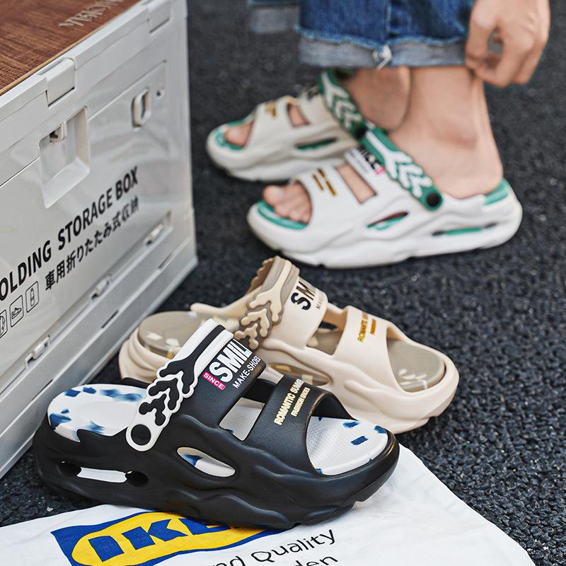 Fashion Men's Slide Slippers 5CM Platform EVA Beach Shoes Men Comfortable Outdoor Cloud Slippers For Men Summer Pantuflas Hombre