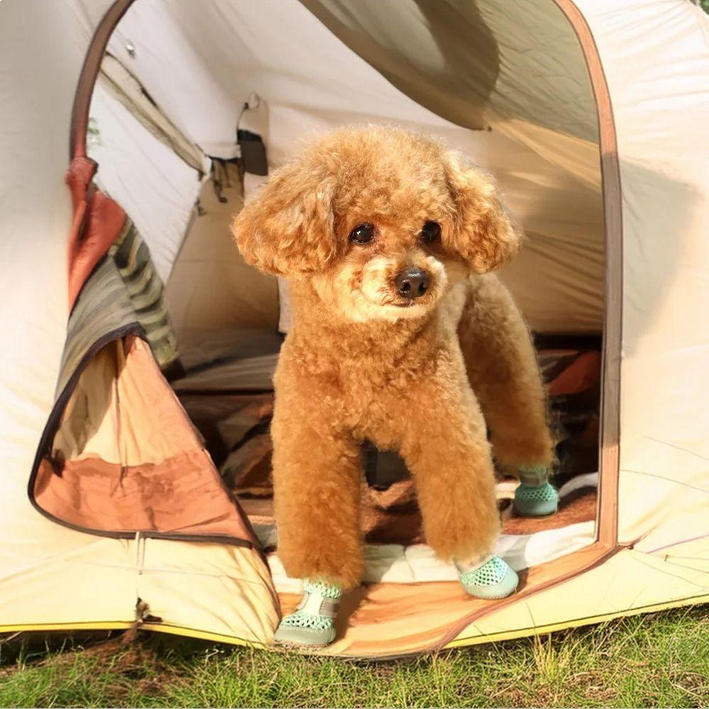 4Pcs Breathable Mesh Dog Shoes Soft Sole Dog Paw Protectors Fashion Net Foot Covers  Puppy