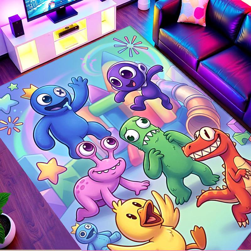 Game Rainbow Friends Print Rug, Washable Floor Carpet, For Entryway Dorm Laundry Room Office Study, Home Decor Birthday Christmas Gift