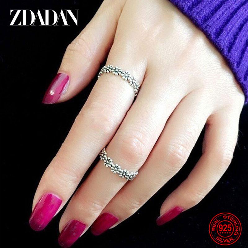 ZDADAN 925 Silver New Arrival Daisy Ring For Women Fashion Wedding Jewelry