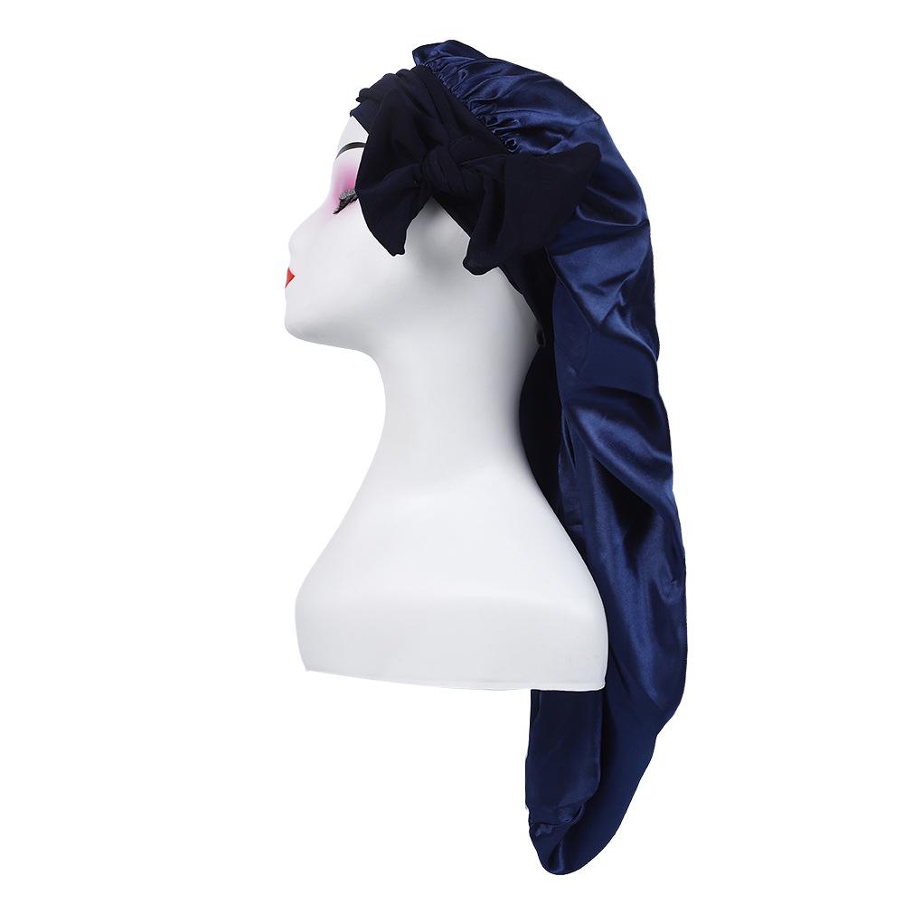 

Трансграничная атласная шапочка для сна с бантом - Длинная, эластичная, шляпа-платок с широкими полями