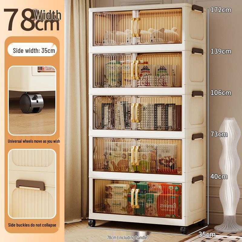 No-Install Multi-Layer Storage Cabinet for Baby & Kids - Folding Plastic Wardrobe & Snack Shelf