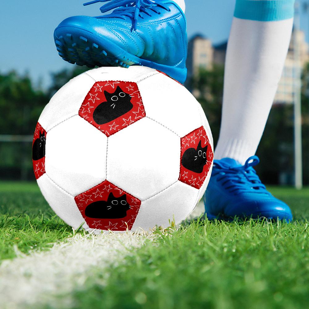 1pc Black Cat Stars Soccer Ball Size 5 Football Machine Sewn Indoor/Outdoor Universal Football Q66