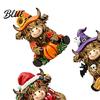 Artistic Home Decorations 3Pcs Highland Cow Figurine, Resin Yak Statues for Thanksgiving Christmas, Creative Desk Farmhouse Tabletop Ornaments