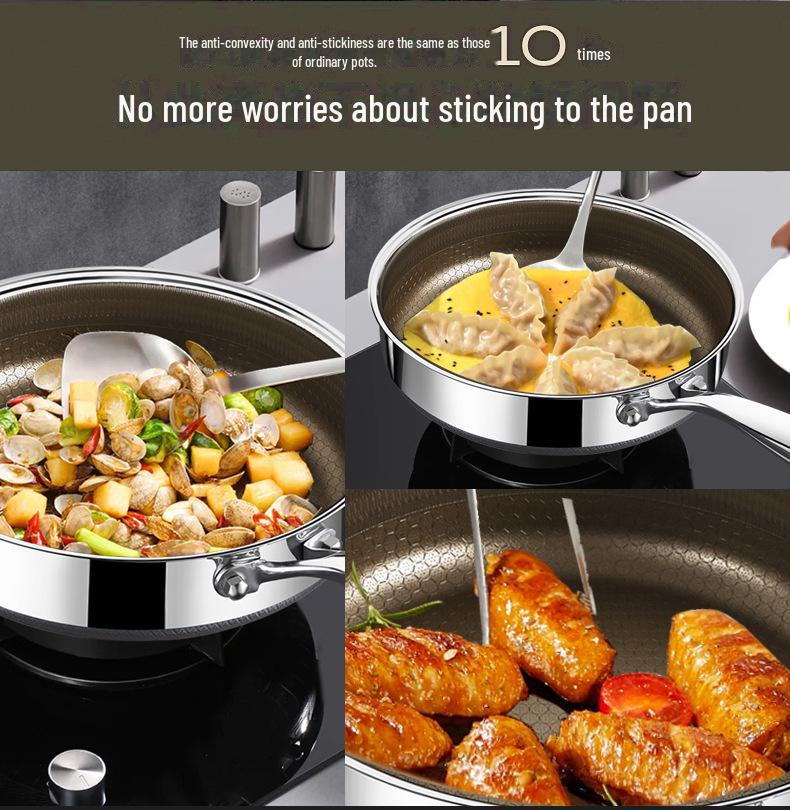316L Stainless Steel Non-Stick Frying Pan for Induction Cookers – Ideal for Deep Frying, Pancakes, and Omelettes