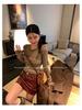 Burgundy PU Leather High Waist A-Line Skirt - 2024 Autumn/Winter Slim Fit