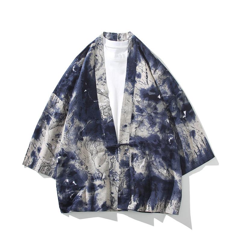 

Юката с этническим принтом, мужская, женская, модный кардиган, блузка, азиатская одежда, харадзюку, японское косплей-кимоно 4XL