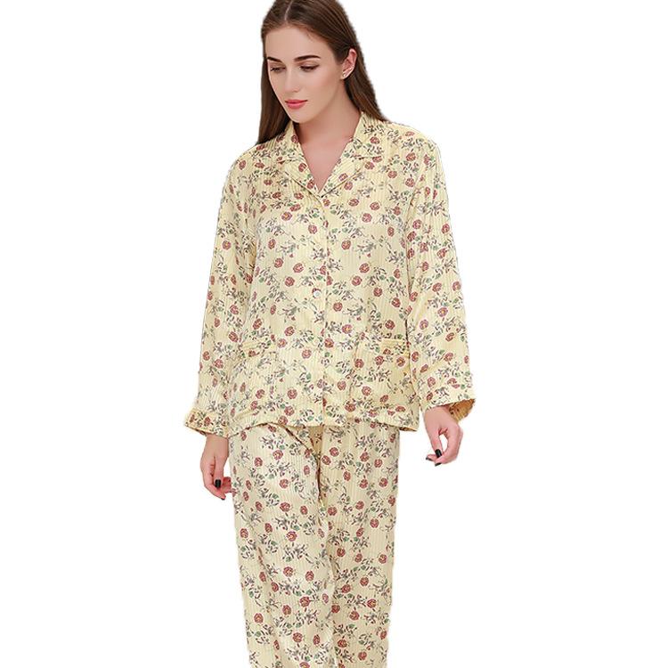 High-end Mulberry Silk Pajamas Women's 1011 Spring and Autumn New Silk Pajamas Women's Thin Long-sleeved Pajamas Set