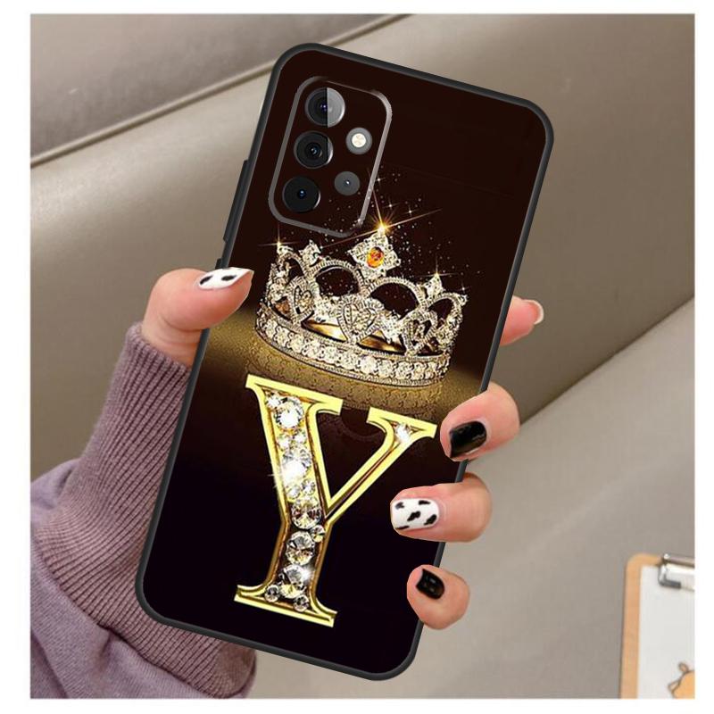 Letter Monogram Goud Marmeren Hoesje Voor Samsung Galaxy A56 A16 A26 A36 A06 A52 A53 A33 A13 A34 A54 A14 A15 A35 A55 A22 A32