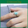 Bague Plume Style Argent avec Incrustation Turquoise pour Femmes Main Mode