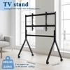 Mobile TV Cart Floor Stand for 86-110 Inch TV 360°Swivel Height Adjustable with Wood Shelf Easy Assembly for Living Room Outdoor