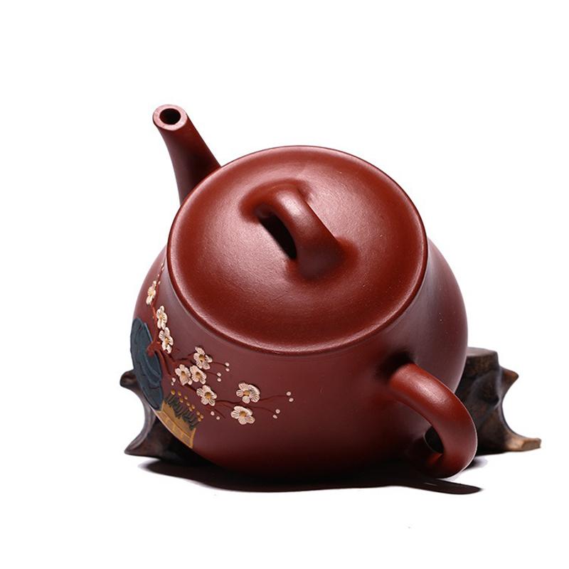 210ml Purple Clay Teapot Master, Pure Handmade Clay Painting, Plum Blossom Original Mine, Dahongpao, Leisurely Teapot, Household Tea Making Set