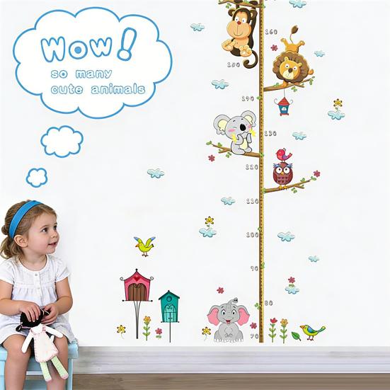 Cartoon Animal Wall Sticker Height Measurement Tree Ruler Wall Decals Peel And Stick Wall Art Decor for Nursery Kids Bedroom Living Room