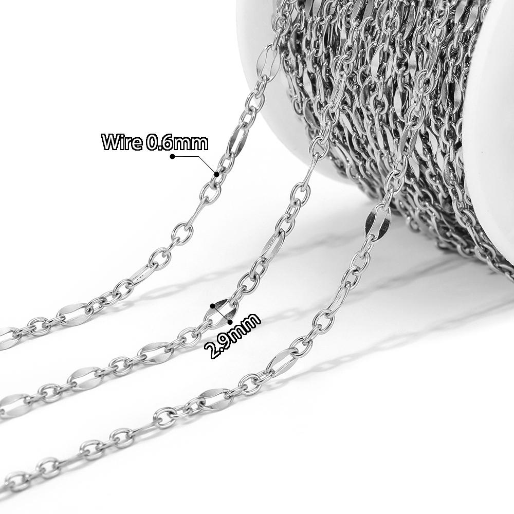 

2 Meters Stainless Steel 3:1 O Link Rolo Cable Flat Figaro Chains for DIY Jewelry Bracelets Necklace Findings Earrings Making