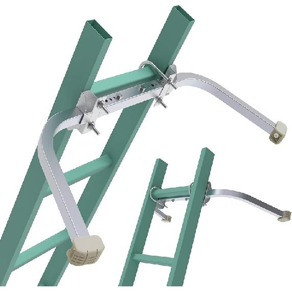 Ladder Stabilizer,Heavy Duty Aluminum Extended Ladder Accessory for Roof Gutter Guard Cleaning Tools,Ladder Stand-Off Wing Span/Wall Ladder Hooks Silver Gray-Aluminum