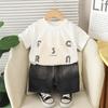 Boys' Set Summer Short Sleeved Printed Letter T-shirt Children's Set Summer T-shirt+shorts Two-piece Set