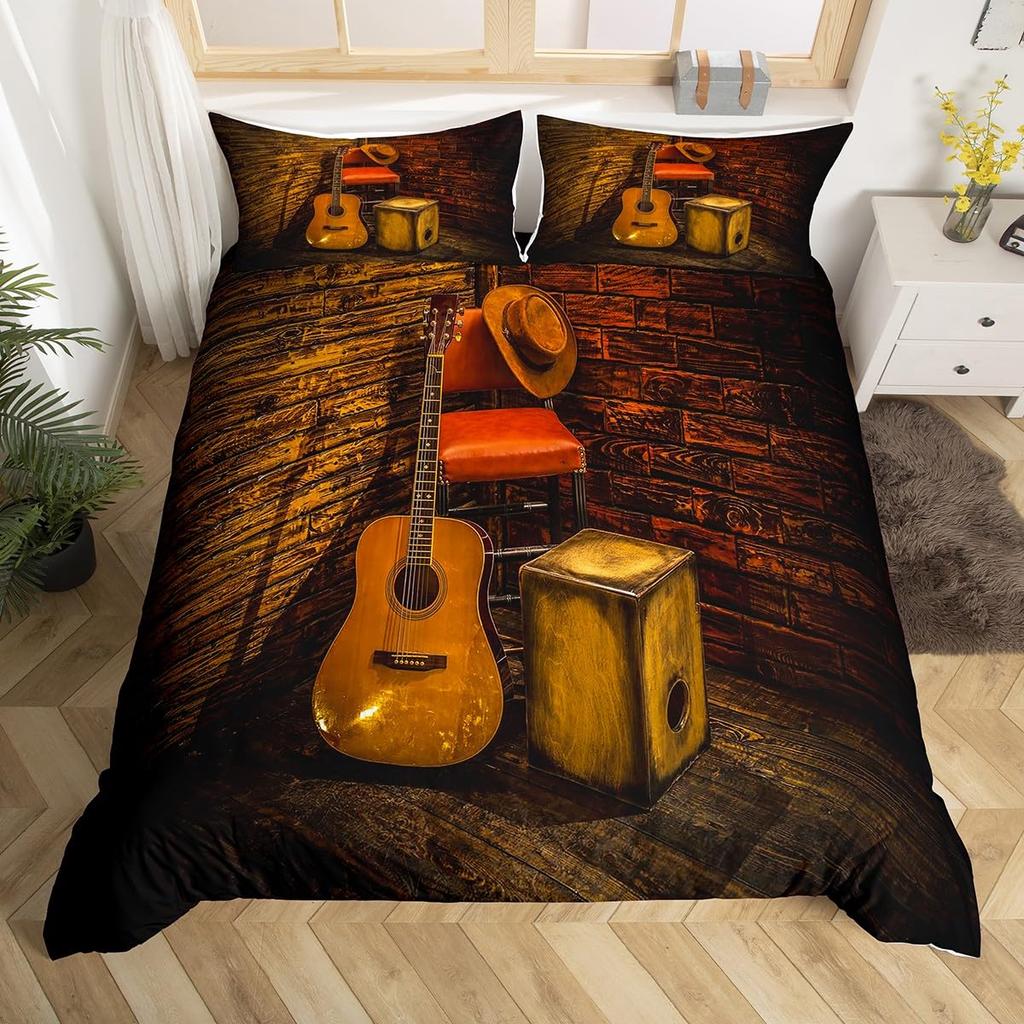 Western Decor Duvet Cover Retro Cowboy Style Bedding Set Wild West Themed Comforter Cover For Boys Teens Men Bedspread Cover