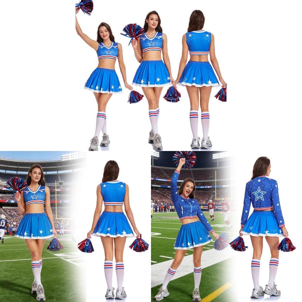 Halloween Cheerleader Costume Set With Polyester Fabric For Cosplay And Themed Events