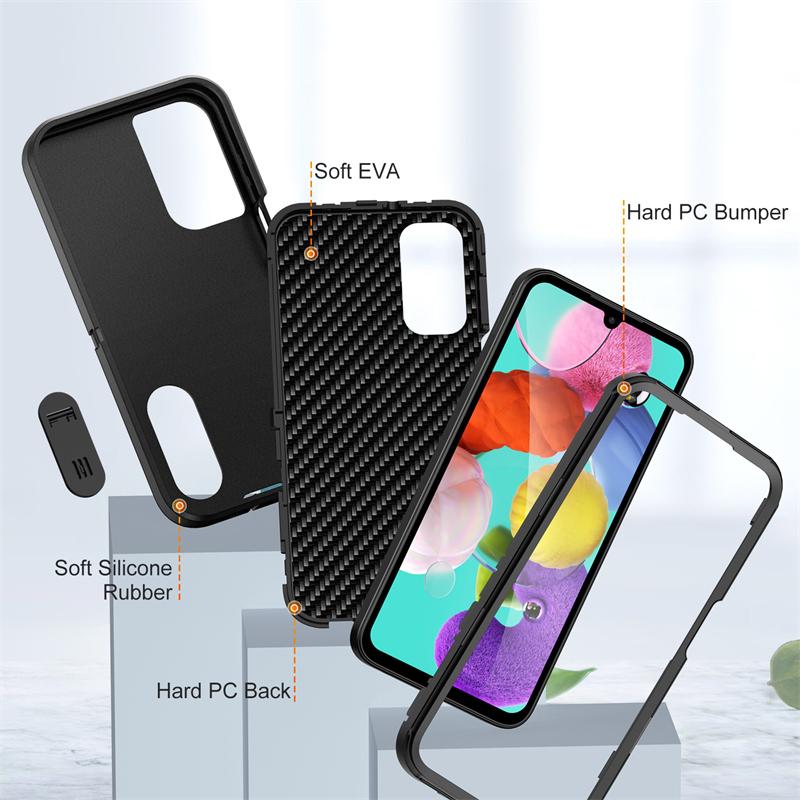 3 In 1 Heavy Armor Defend Phone Case For Samsung Galaxy A16 A06 A15 A14 A54 A26 A36 A56 A17 A27 A37 5G Plastic Frame TPU Cover