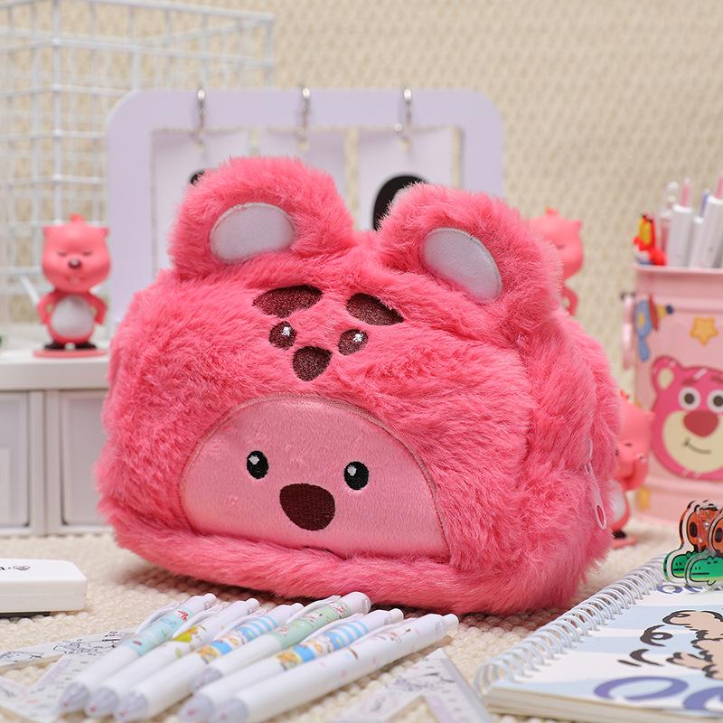 Cartoon Plush Pencil Bag For Student Kawaii Storage Bag For Pen Cosmetic Brush Marker Pen Large Capacity Pen Case School Supply